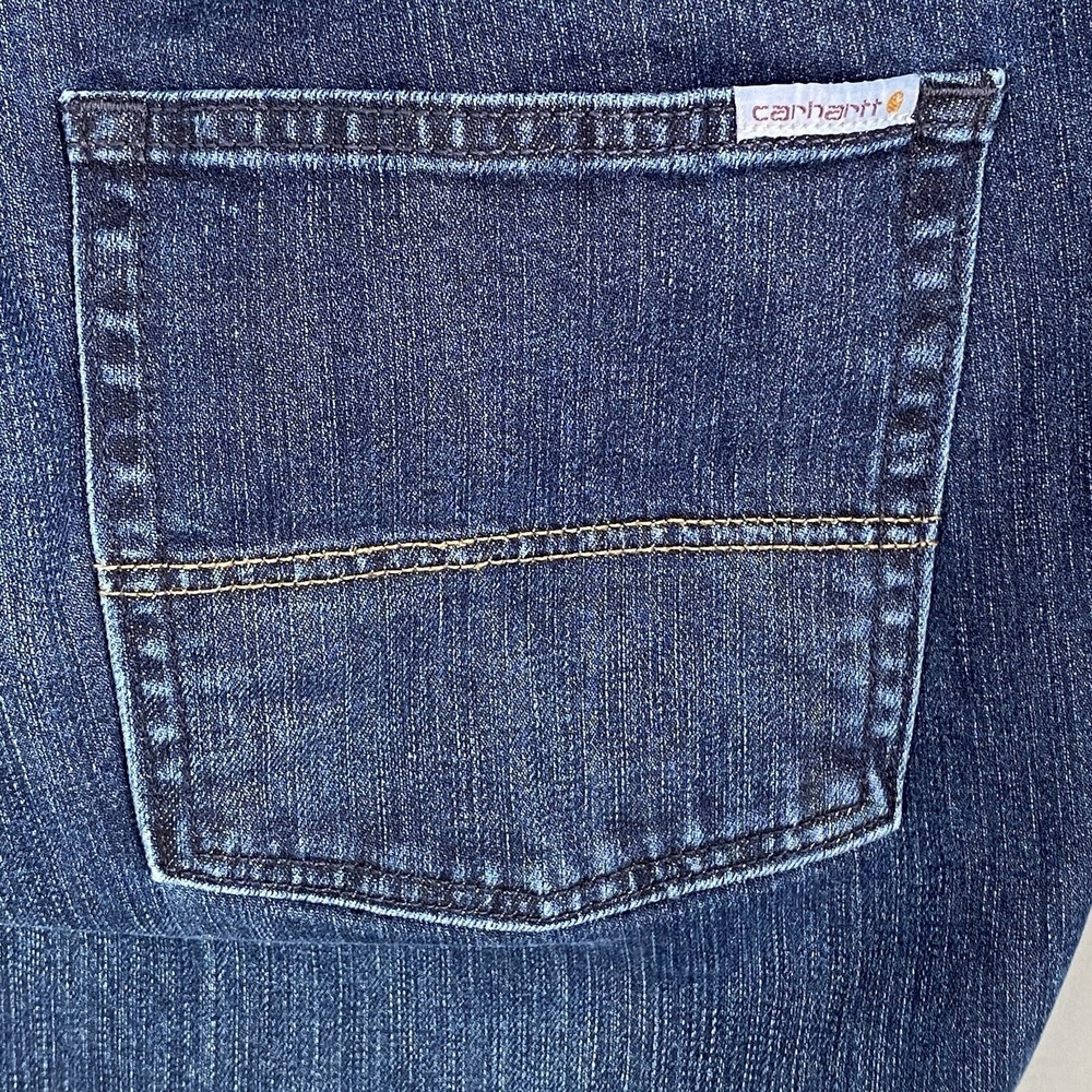 Carhartt Women 20W 46x31 Jeans‎ Denim Pants Dark Wash Blue Slim Cotton Stretchy - Picture 4 of 7